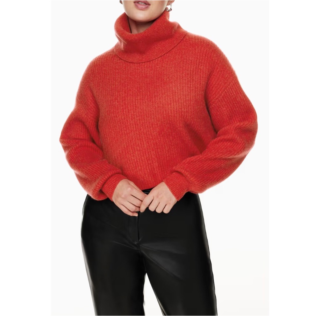 Aritzia Babaton Guell Luxe Cashmere Slouchy Turtleneck Crop Sweater Size Xl Nwot
